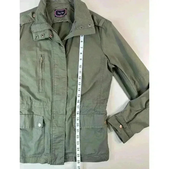 Love Tree Womens L Olive Green Military Utility Jacket Chore Pocket Zip Button - Picture 11 of 14